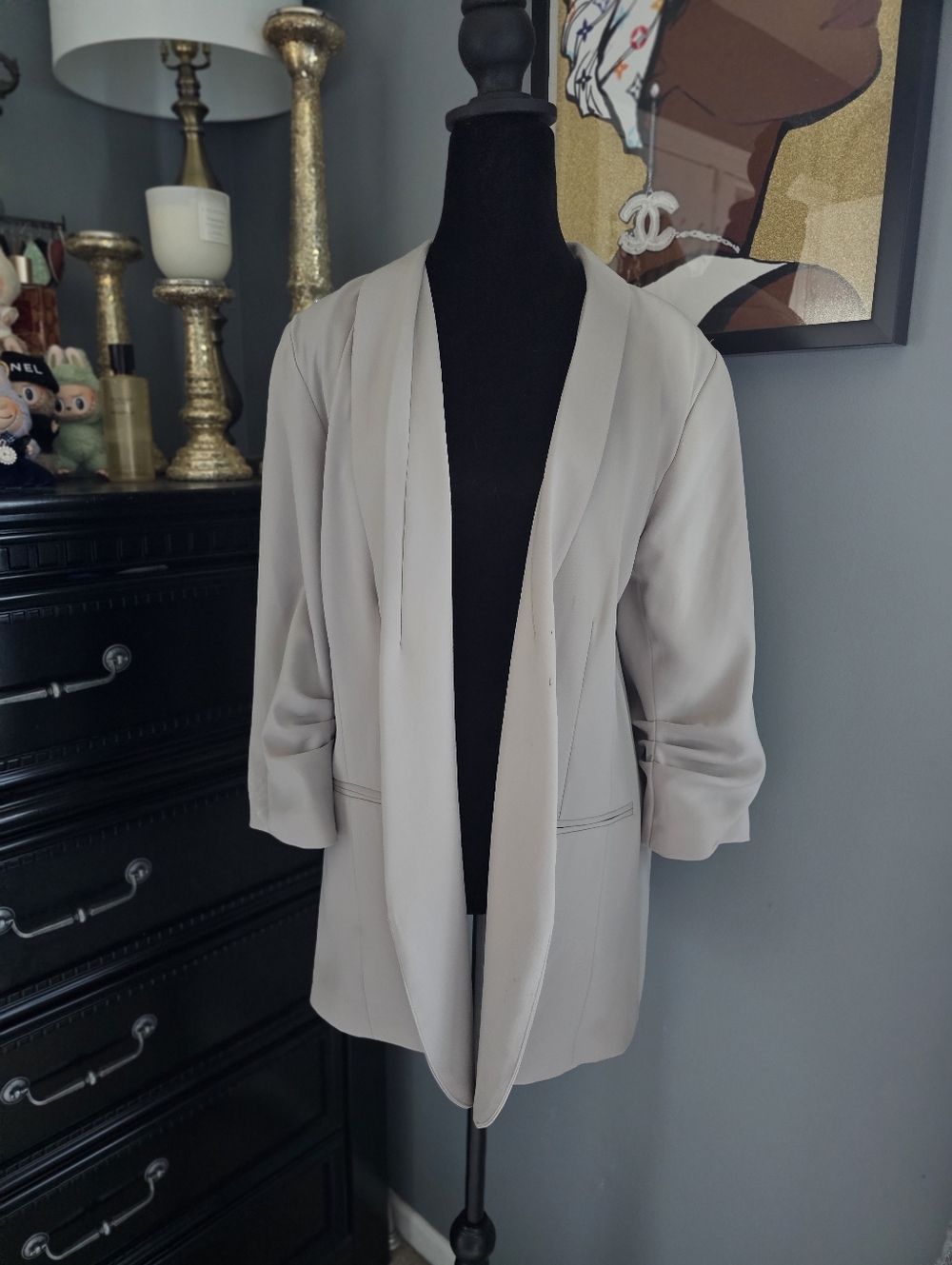Apt. 9 Light Gray Open-Front Draped Blazer